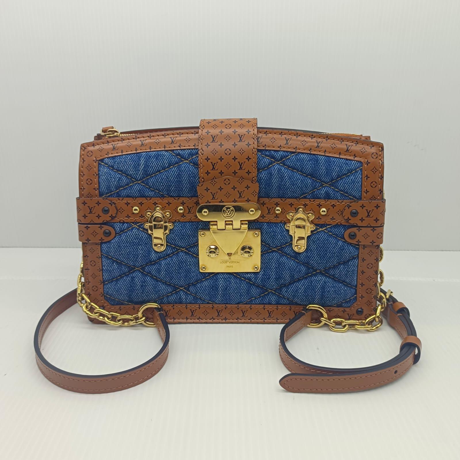 Louis Vuitton 2019 Blue Malletage Denim Trunk Clutch Crossbody Bag 5