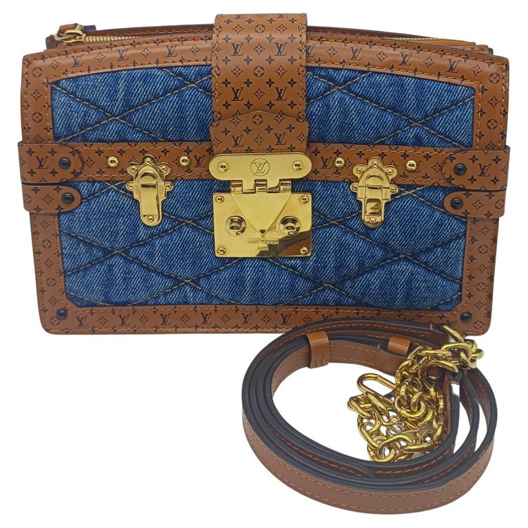 Louis Vuitton 2019 Blue Malletage Denim Trunk Clutch Crossbody Bag For Sale  at 1stDibs