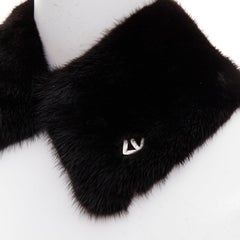 LOUIS VUITTON 2019 brown mink fur LV logo leather silk lined collar scarf