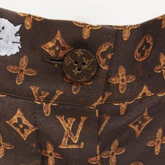 LOUIS VUITTON 2019 Catogram LV monogram print silk shorts FR34 XS