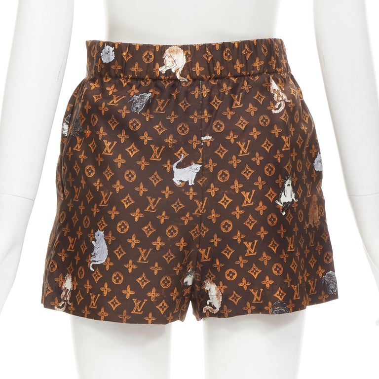 Louis Vuitton Velvet Tiger Mini Shorts Beige SABLE. Size 36
