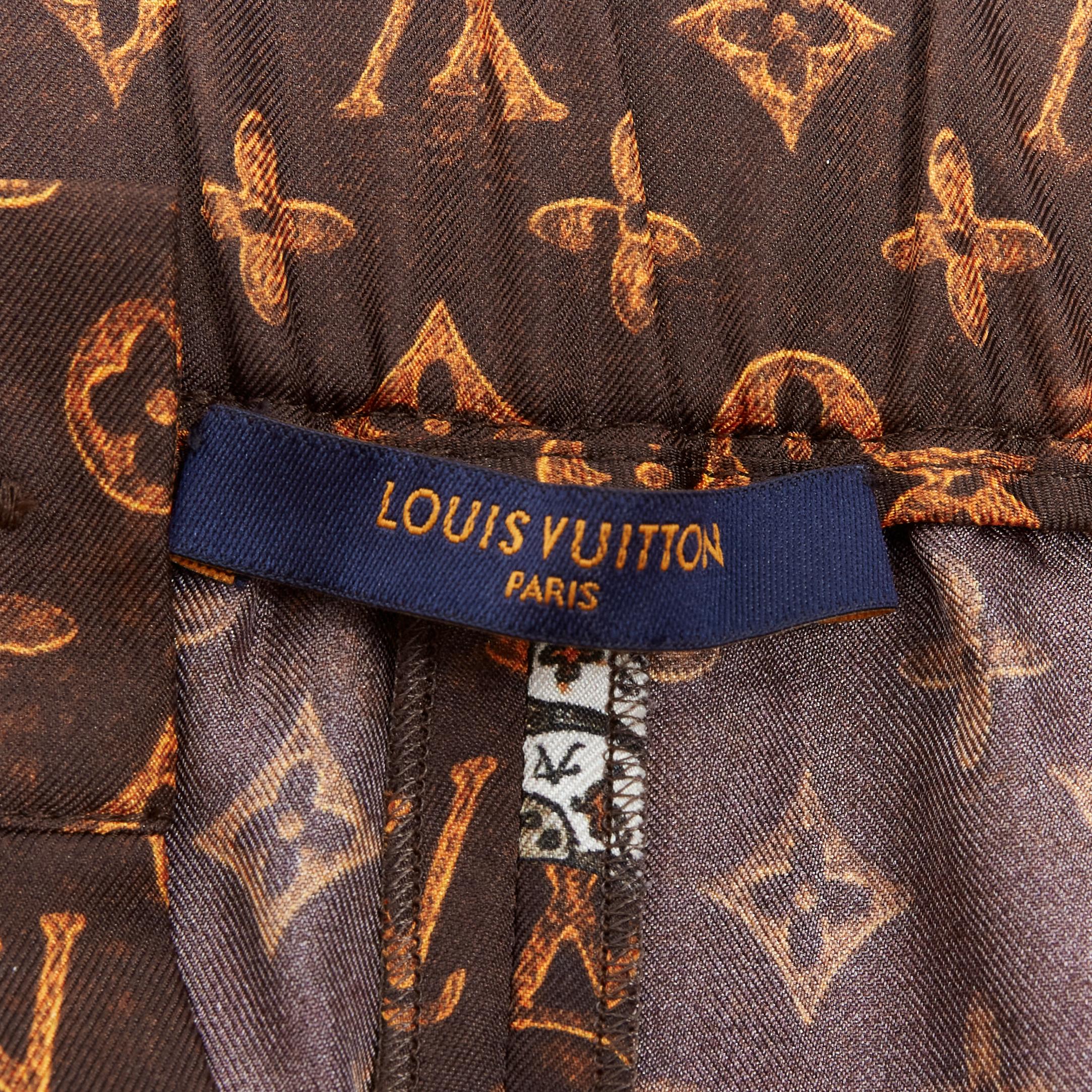 LOUIS VUITTON 2019 Catogram LV monogram print silk shorts FR34 XS For Sale 1