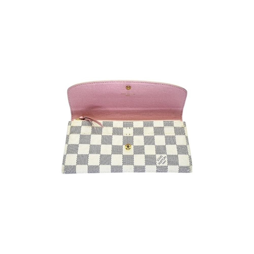 Women's or Men's Louis Vuitton 2019 Damier Azur Emilie Wallet Rose Ballerine Pink For Sale