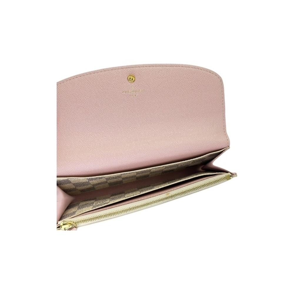 Louis Vuitton 2019 Damier Azur Emilie Wallet Rose Ballerine Pink For Sale 2