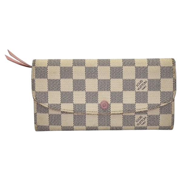 Louis Vuitton 2019 Damier Azur Emilie Wallet Rose Ballerine Pink For Sale