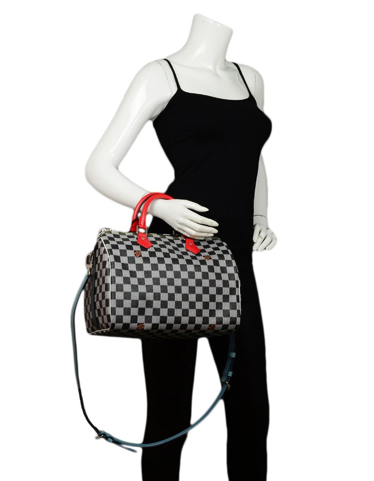 Louis Vuitton 2019 Limited Edition Black/White Damier Speedy Bandouliere 30  Bag For Sale at 1stDibs
