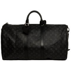 Louis Vuitton 2019 Monogram Eclipse Canvas Keepall Bandouliere 55 Duffle Bag