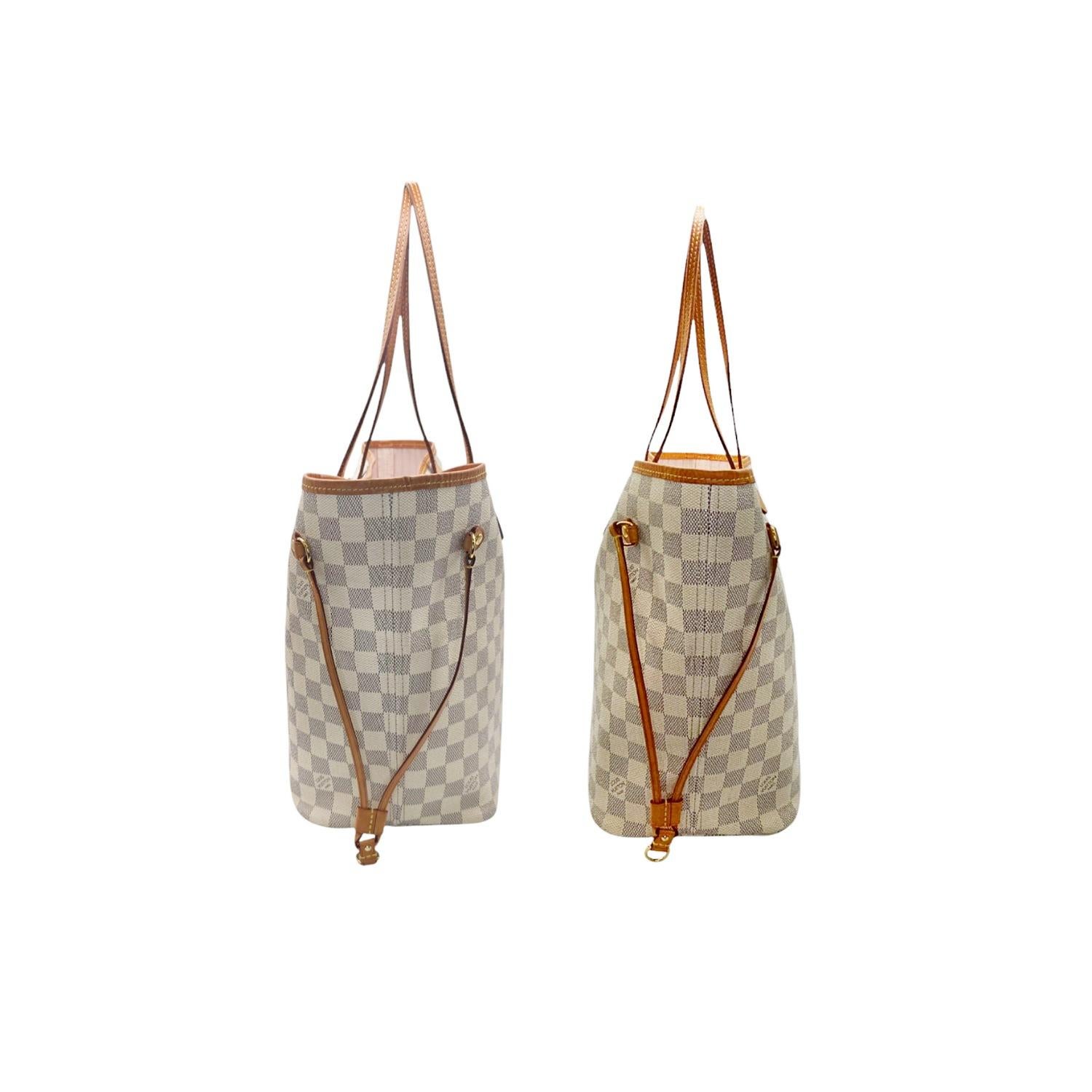 Brown Louis Vuitton 2019 Neverfull Damier Azur MM Tote Rose Ballerine