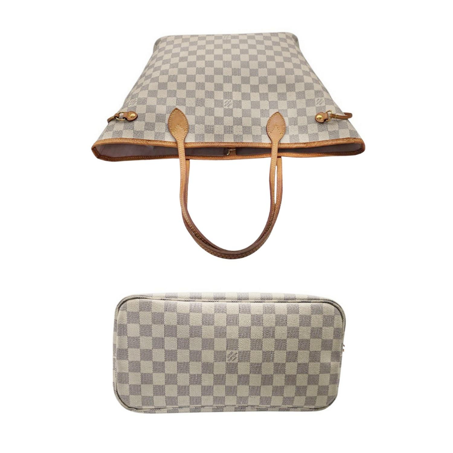 Louis Vuitton 2019 Neverfull Damier Azur MM Tote Rose Ballerine In Good Condition In Scottsdale, AZ