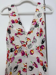 LOUIS VUITTON 2019 Silk Tulip Floral Print Gown w. Huge Front Slit Maxi Dress