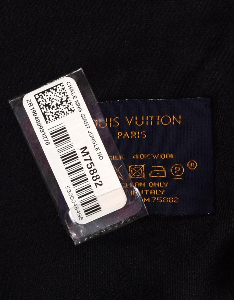 Louis Vuitton, Black & Caramel Accents Monogram Giant Jungle Scarf/wrap