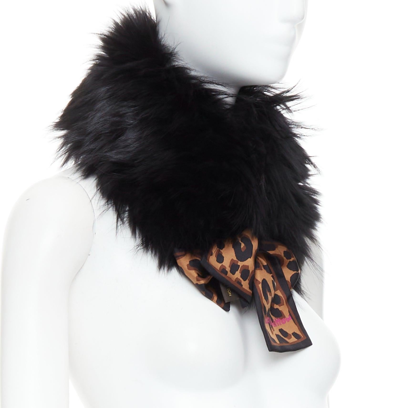LOUIS VUITTON 2019 Stephen Sprouse negro piel marrón leopardo cuello bufanda graffiti Gris en venta