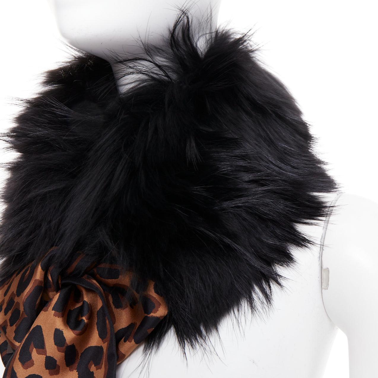 LOUIS VUITTON 2019 Stephen Sprouse negro piel marrón leopardo cuello bufanda graffiti en venta 2