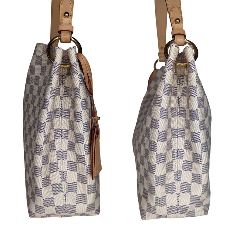 Gray Louis Vuitton 2020 Damier Azur Graceful PM Bag For Sale