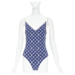LOUIS VUITTON 2020 Escale blue white monogram one piece swimsuit FR38 M