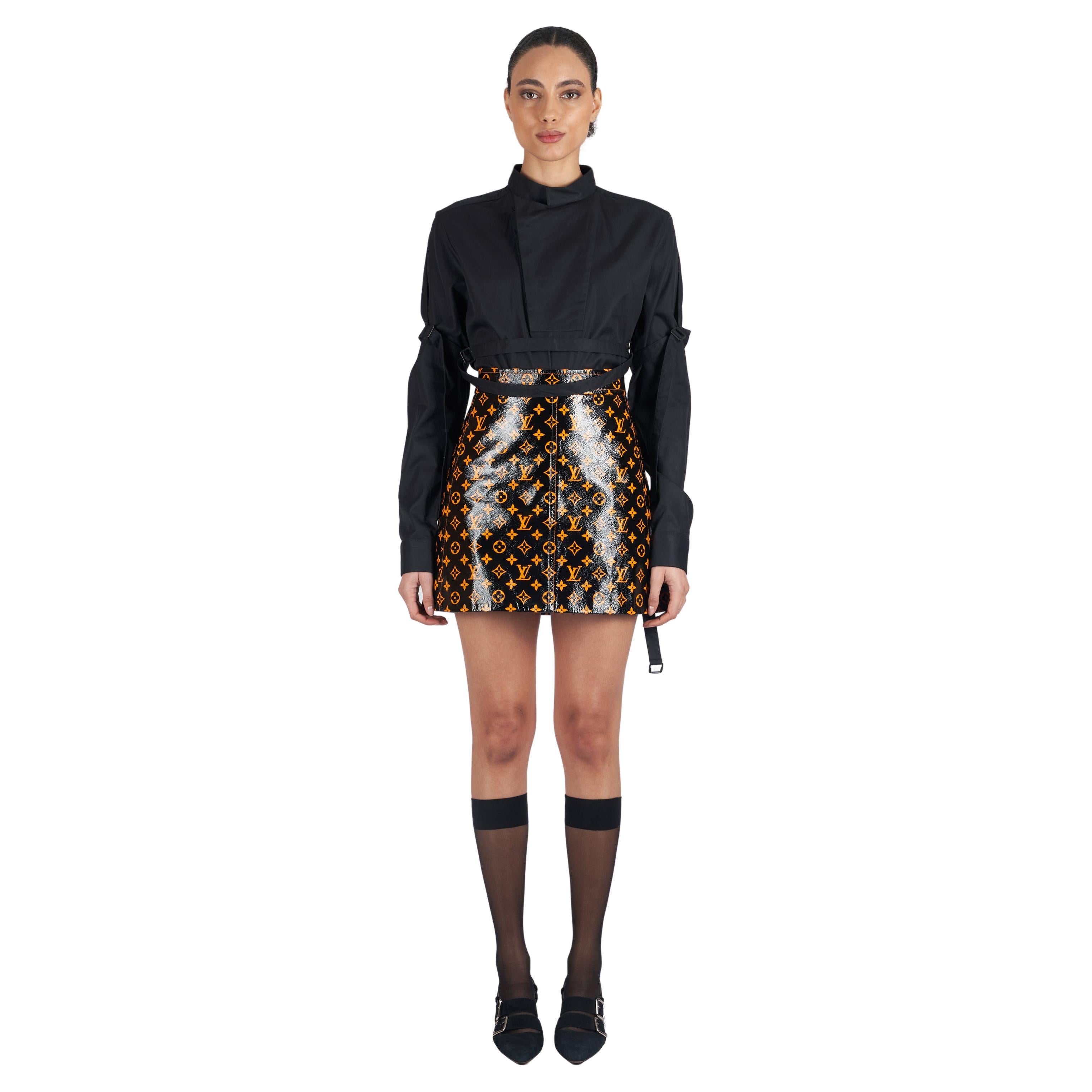 Louis Vuitton 2020 Leather Printed Monogram Skirt For Sale