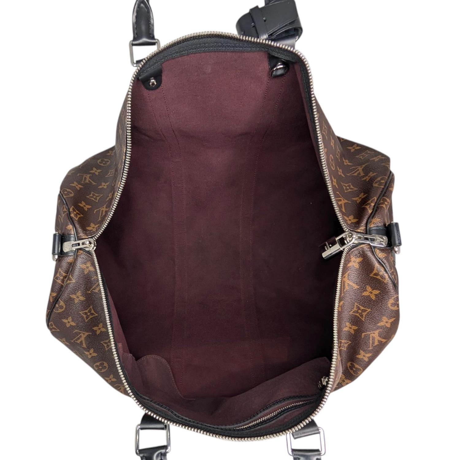 Louis Vuitton 2020 Monogram Macassar Keepall Bandouliere 55 Duffel For Sale 2