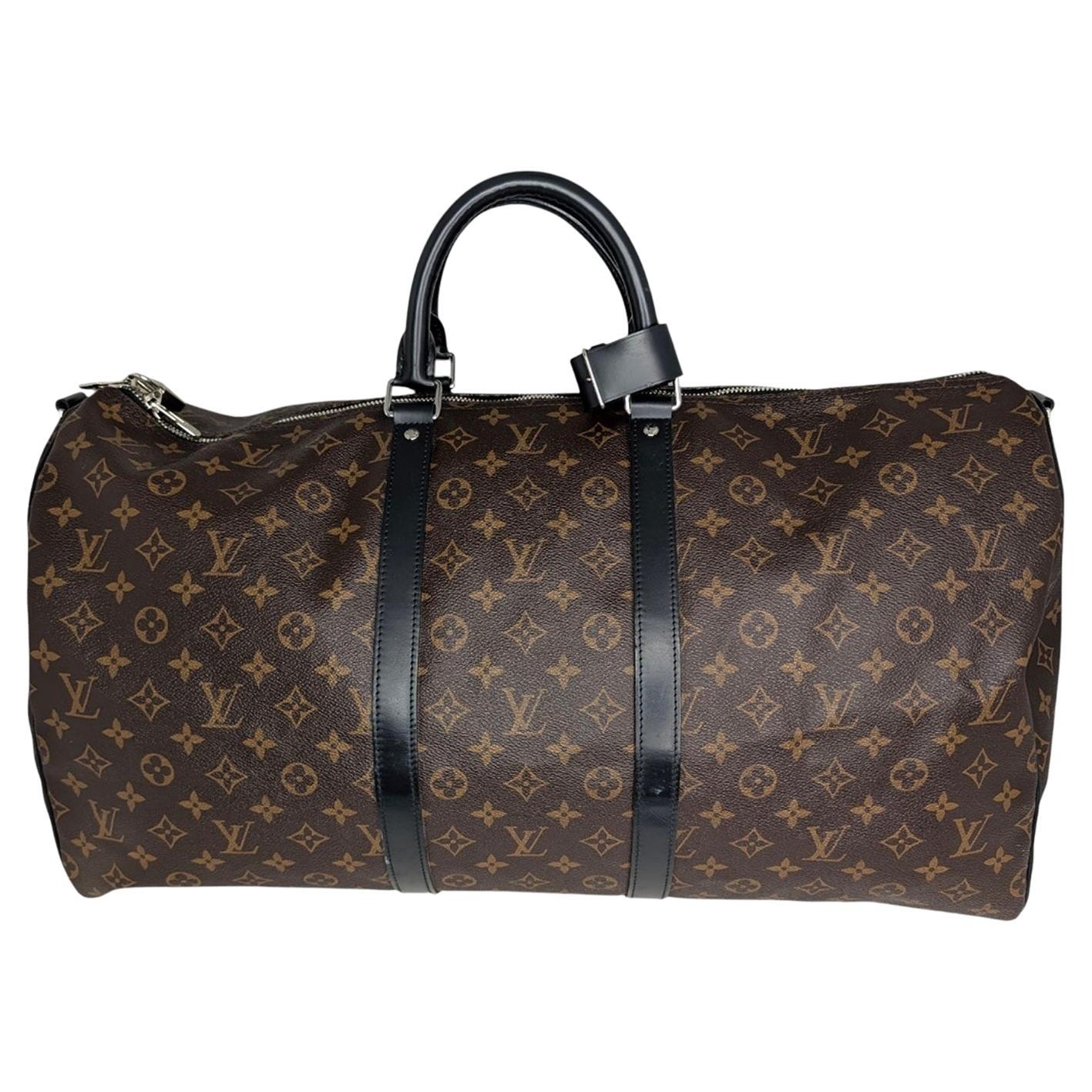Louis Vuitton 2020 Monogram Macassar Keepall Bandouliere 55 Duffel For Sale