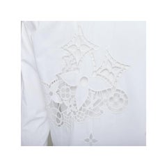 LOUIS VUITTON 2020 Runway Broderie Anglaise Flower Slim LV eyelet shirt L