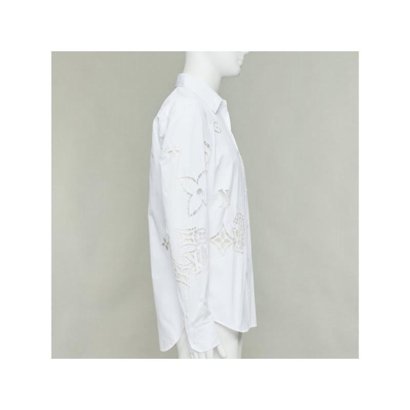 LOUIS VUITTON 2020 Camicia con occhielli LV slim in Broderie Anglaise a fiori L.L.A. In condizioni buone in vendita a Hong Kong, NT