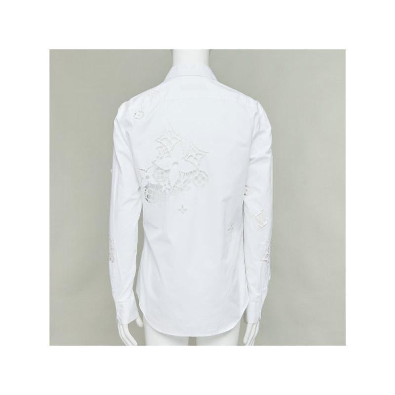 Uomo LOUIS VUITTON 2020 Camicia con occhielli LV slim in Broderie Anglaise a fiori L.L.A. in vendita