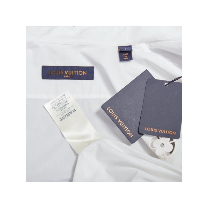 LOUIS VUITTON 2020 Camicia con occhielli LV slim in Broderie Anglaise a fiori L.L.A. in vendita 4