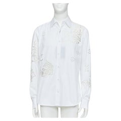 LOUIS VUITTON 2020 Runway Broderie Anglaise Flower Slim LV eyelet shirt L