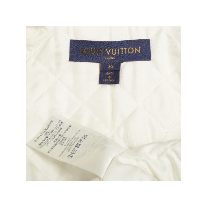 LOUIS VUITTON 2020 Runway veste motard cropped en soie brocardée ivoire FR36 S en vente 4