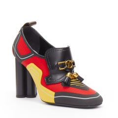 LOUIS VUITTON 2020 Runway red sports neoprene tassel flower heel loafer EU38