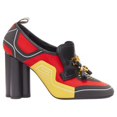 LOUIS VUITTON 2020 Runway red sports neoprene tassel flower heel loafer EU38