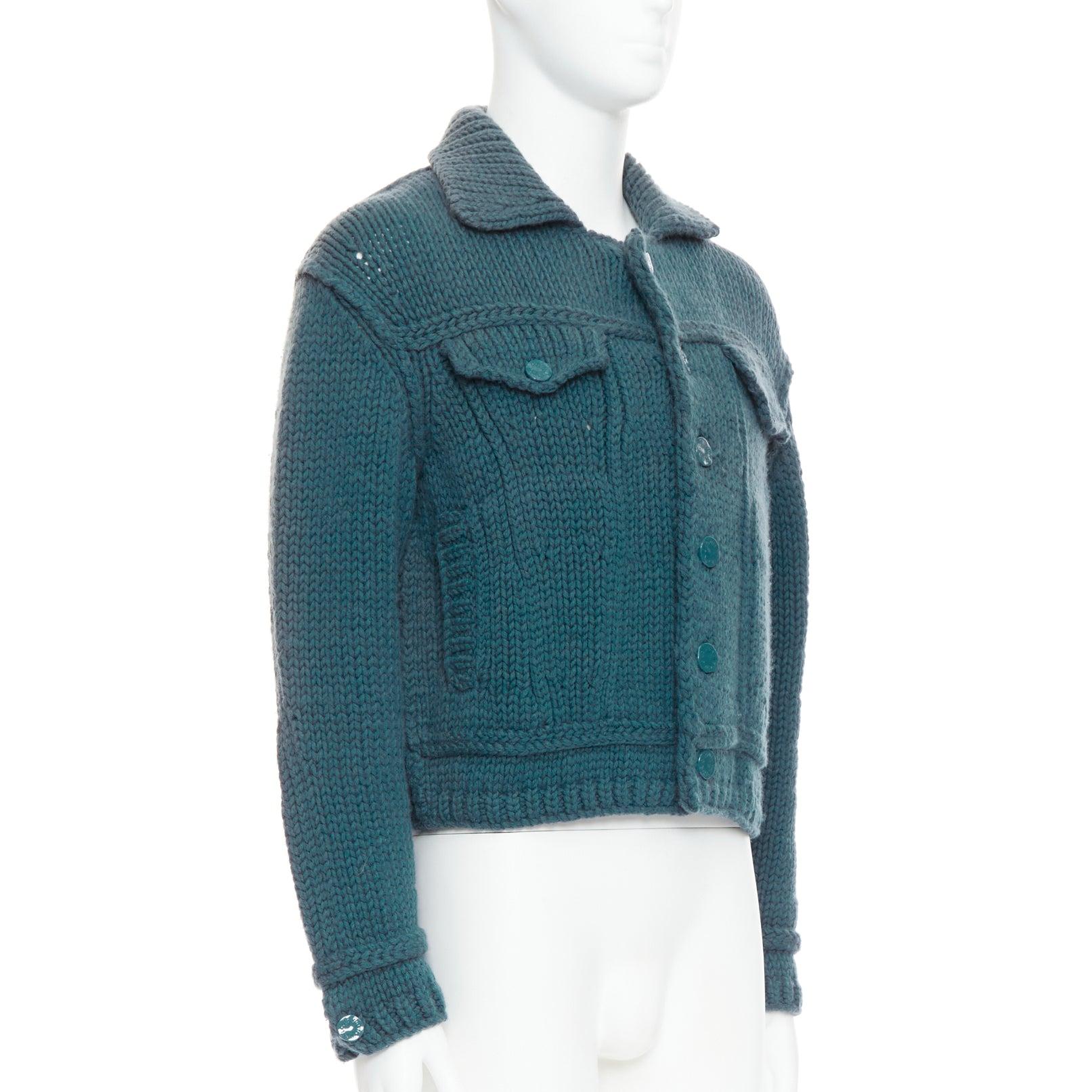 LOUIS VUITTON 2020 Giacca trucker in lana blu turchese in maglia a maglia grossa S In condizioni buone in vendita a Hong Kong, NT