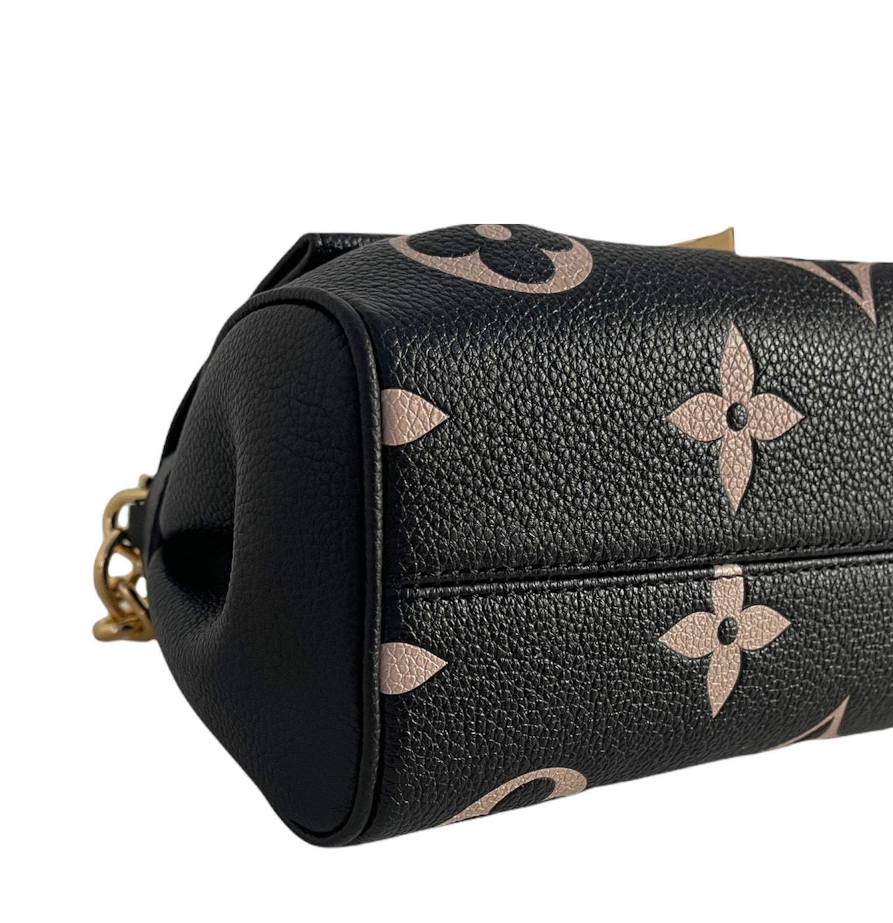 Louis Vuitton 2021 Black/Beige Empreinte Leather Monogram Giant Favorite MM Bag In New Condition In New York, NY