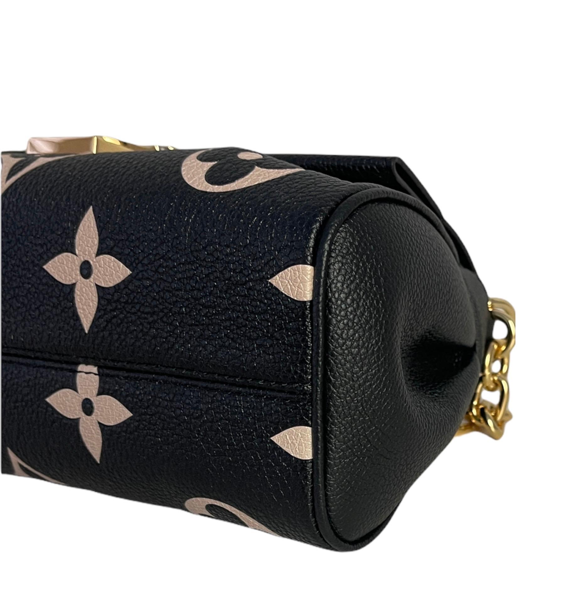 Women's Louis Vuitton 2021 Black/Beige Empreinte Leather Monogram Giant Favorite MM Bag