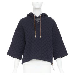 LOUIS VUITTON 2021 black  cotton 3D monogram jacquard short sleeve boxy hoodie