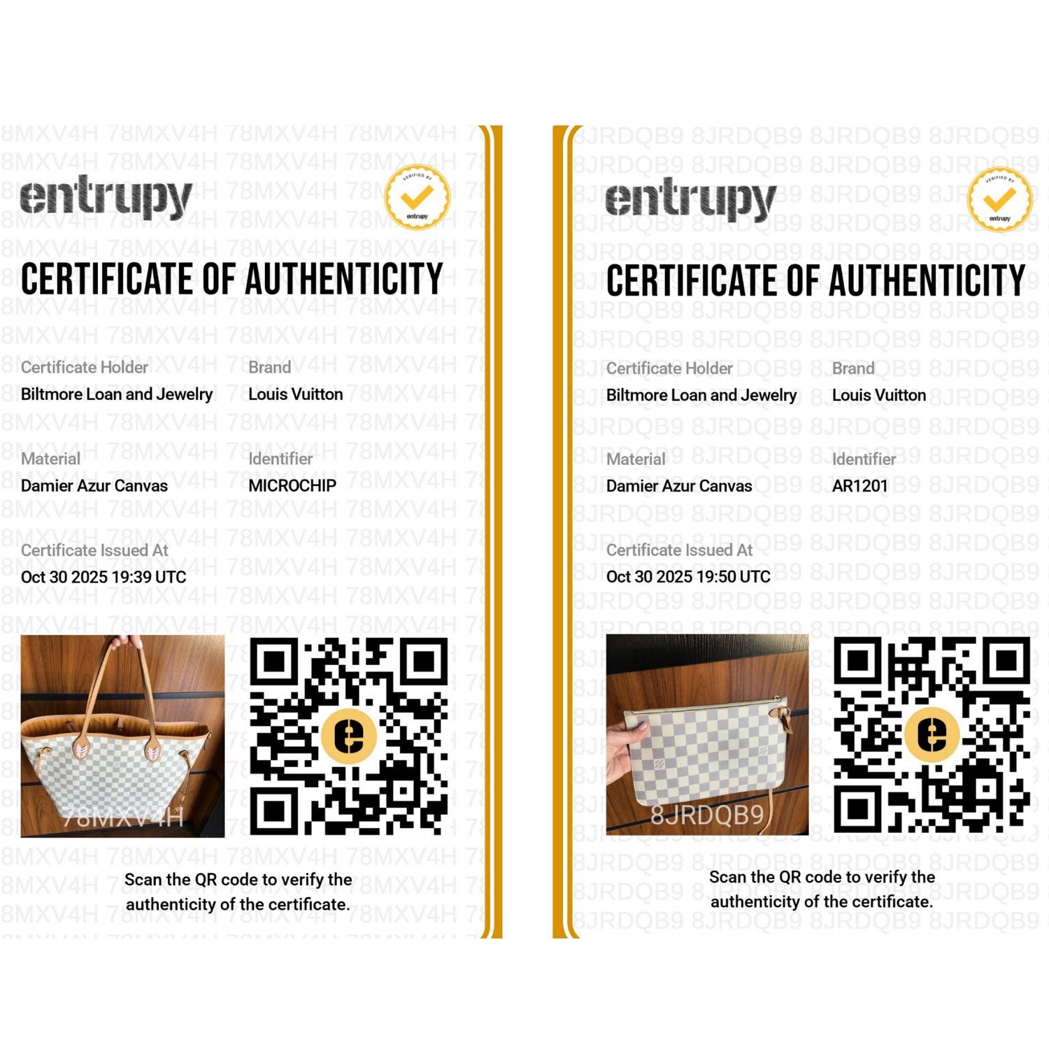 Louis Vuitton 2021 Damier Azur intrecciato Neverfull MM Tote con custodia in vendita 9