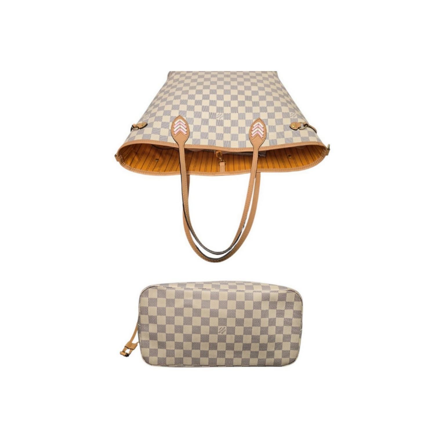 Donna Louis Vuitton 2021 Damier Azur intrecciato Neverfull MM Tote con custodia in vendita