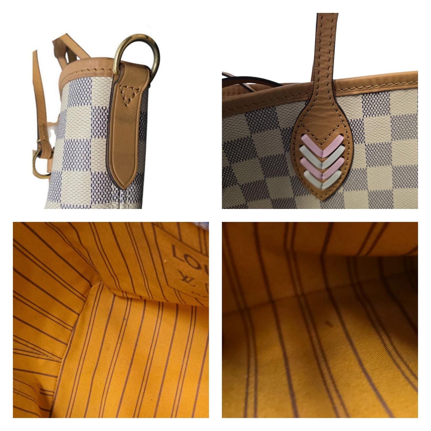 Louis Vuitton 2021 Damier Azur intrecciato Neverfull MM Tote con custodia in vendita 3