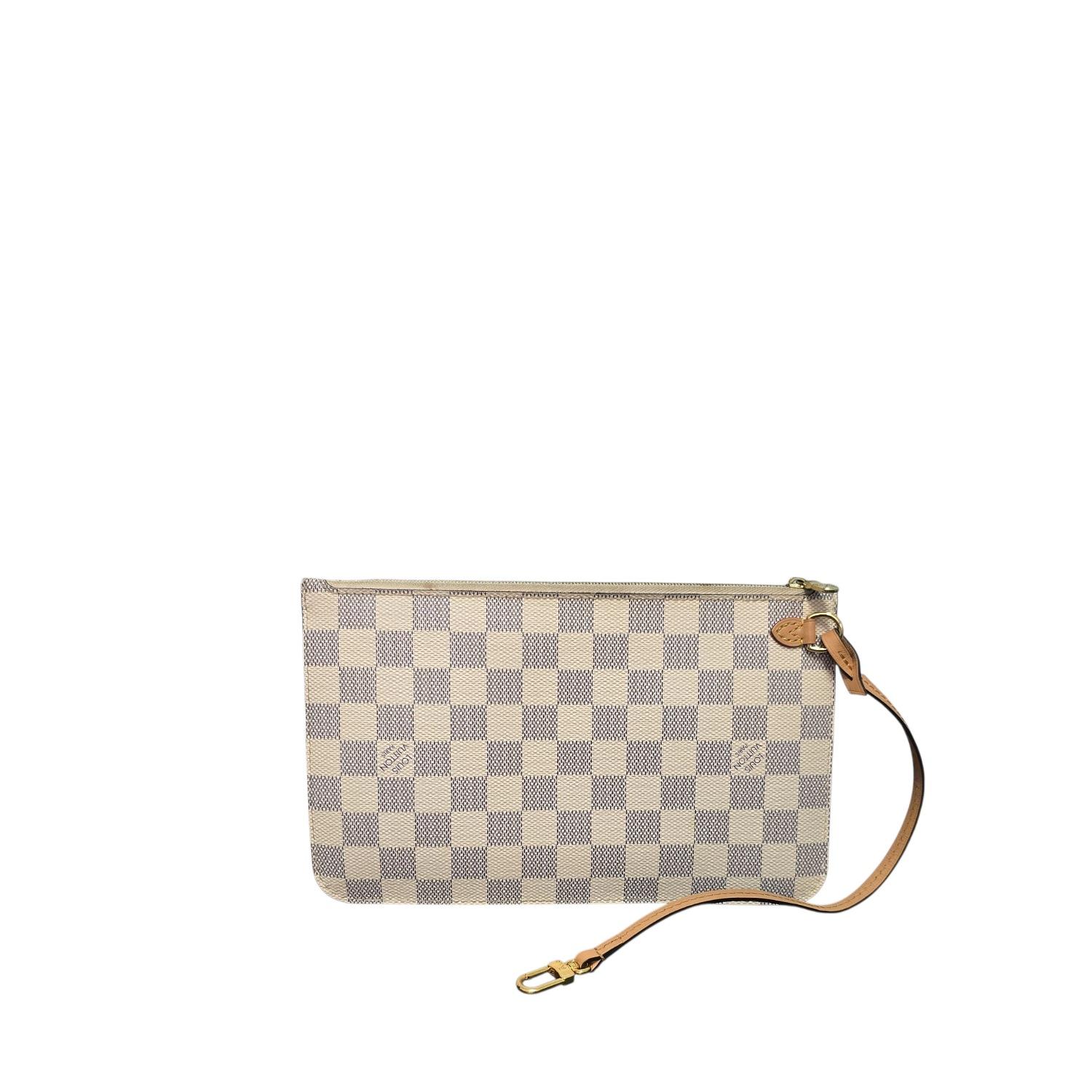 Louis Vuitton 2021 Damier Azur intrecciato Neverfull MM Tote con custodia in vendita 4