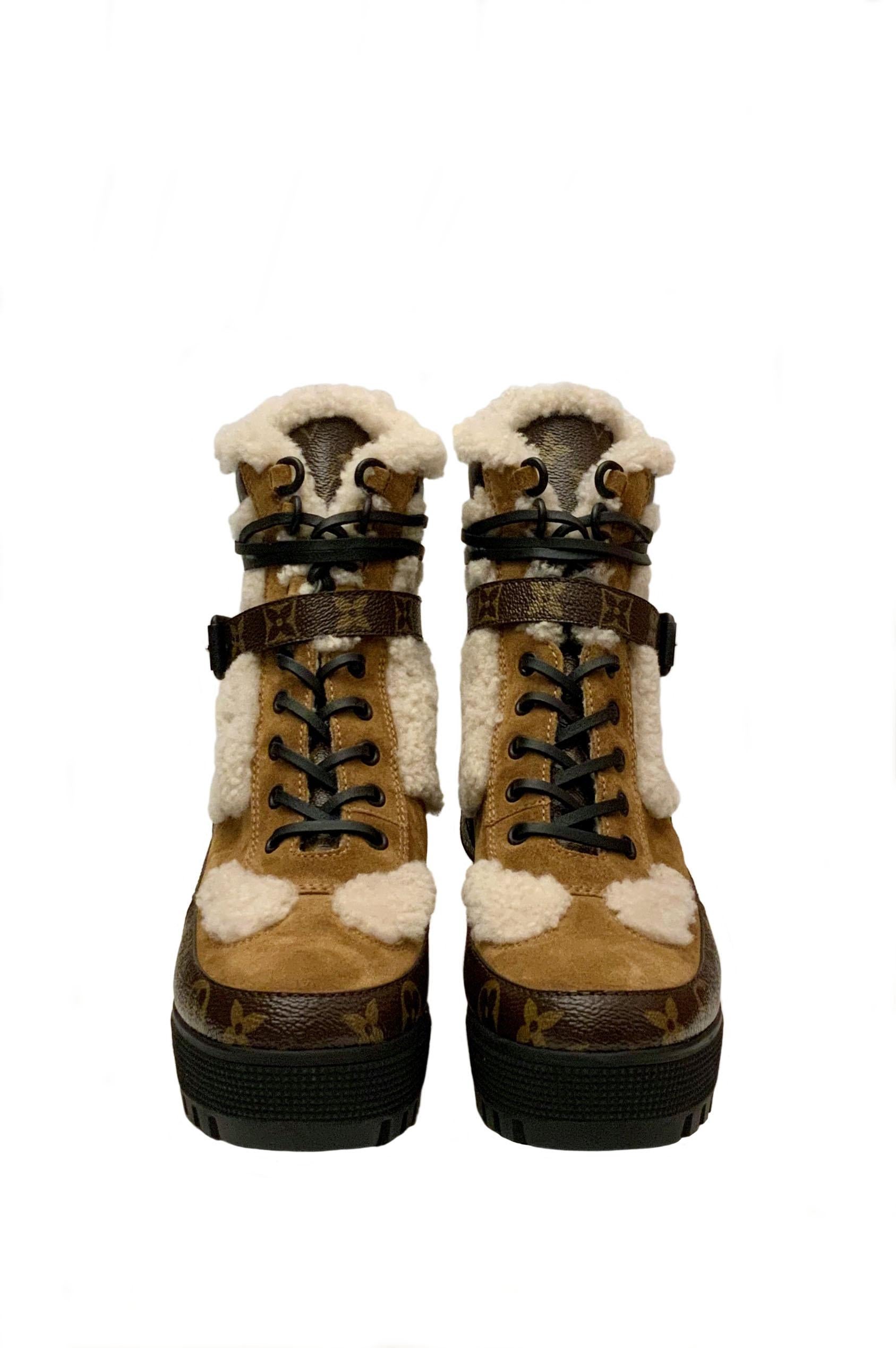 Louis Vuitton Laureate Leopard-Print Pony-Hair Platform Desert Boots at  1stDibs