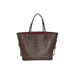 Louis Vuitton 2021 Neverfull MM Damier Ebene Tote Red Cherry
