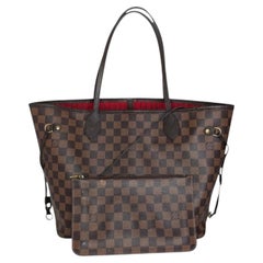 Louis Vuitton 2021 Neverfull MM Damier Ebene Tote Rosso Ciliegia