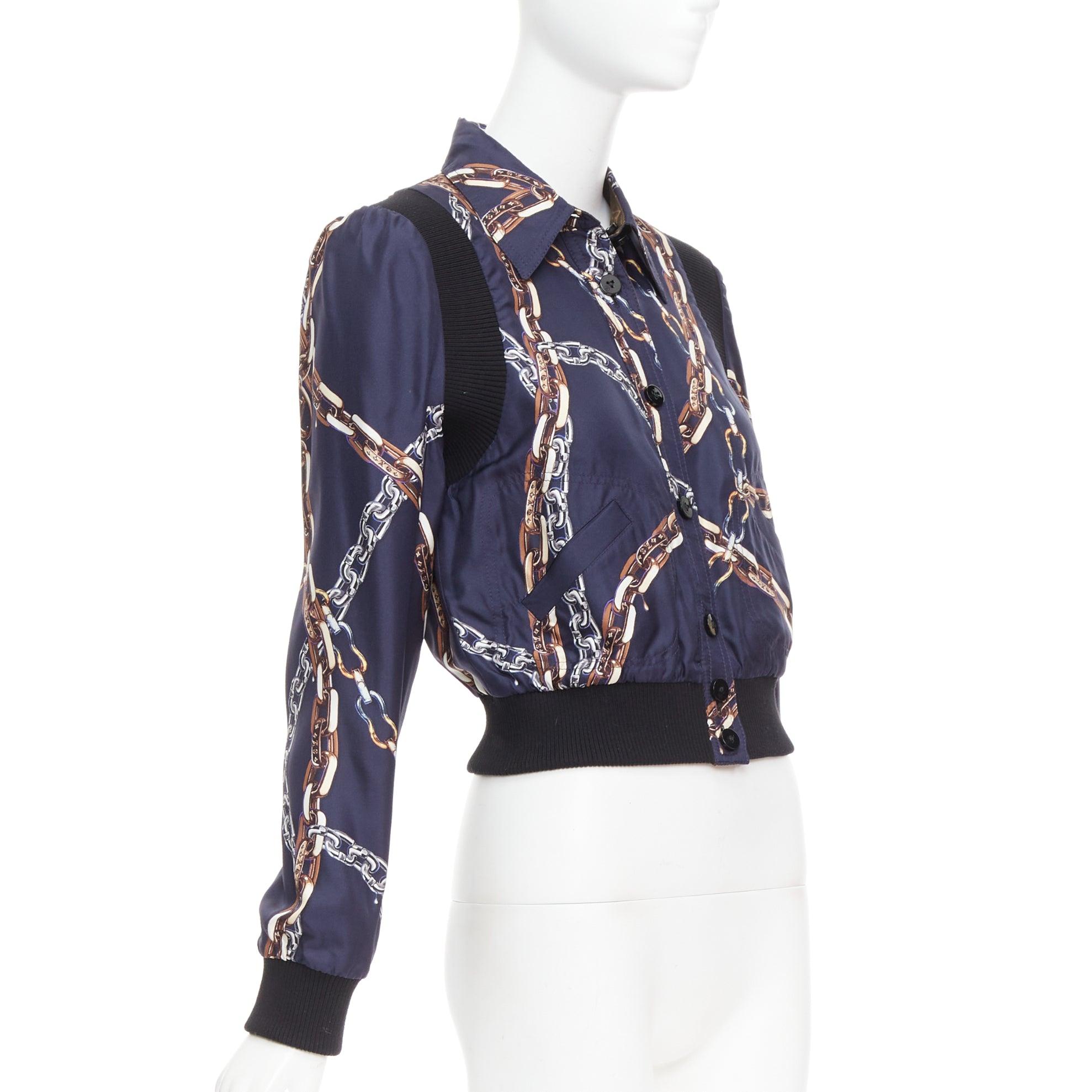 LOUIS VUITTON 2021 Reversible LV monogram cropped bomber jacket FR36 S In Excellent Condition For Sale In Hong Kong, NT