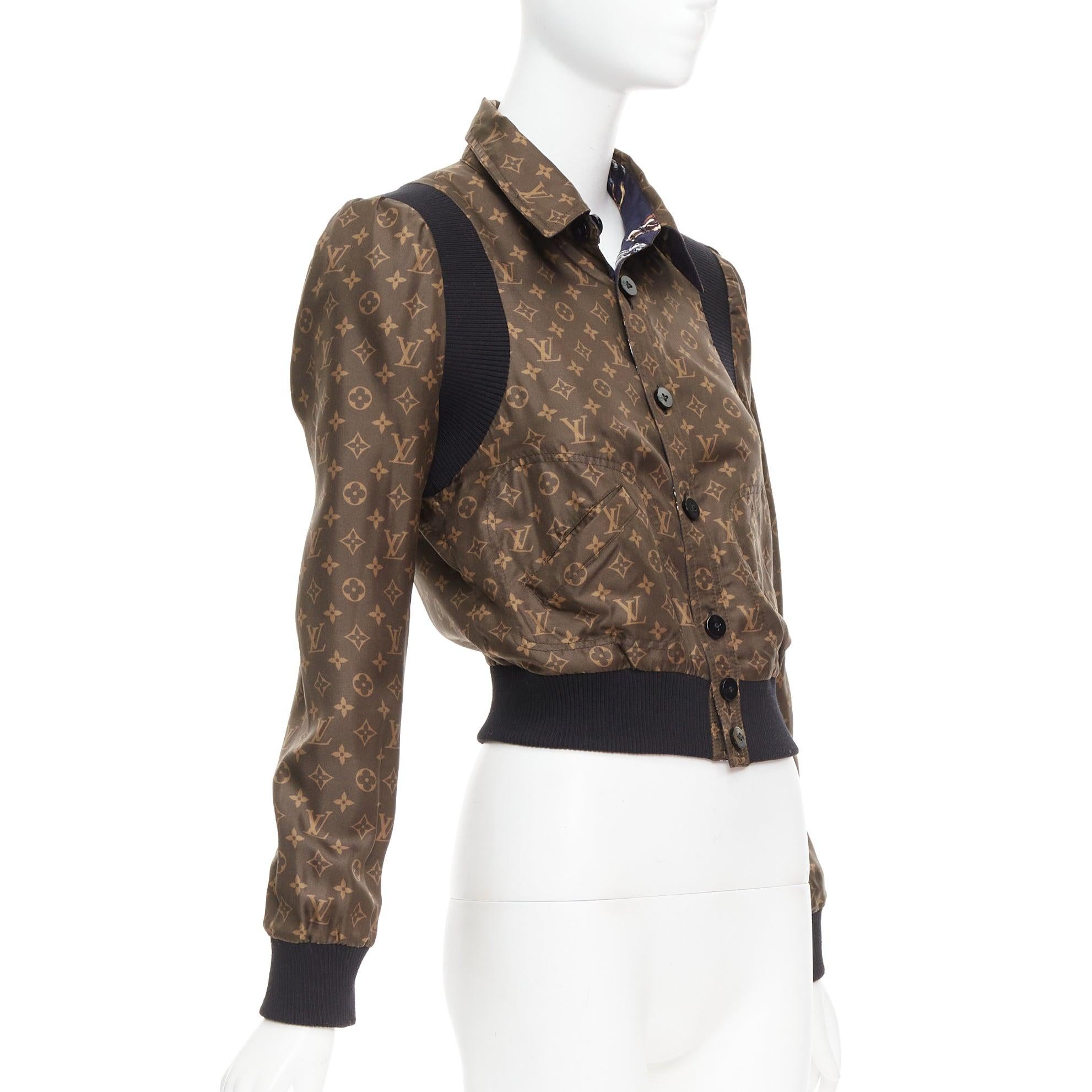 Women's LOUIS VUITTON 2021 Reversible LV monogram cropped bomber jacket FR36 S For Sale