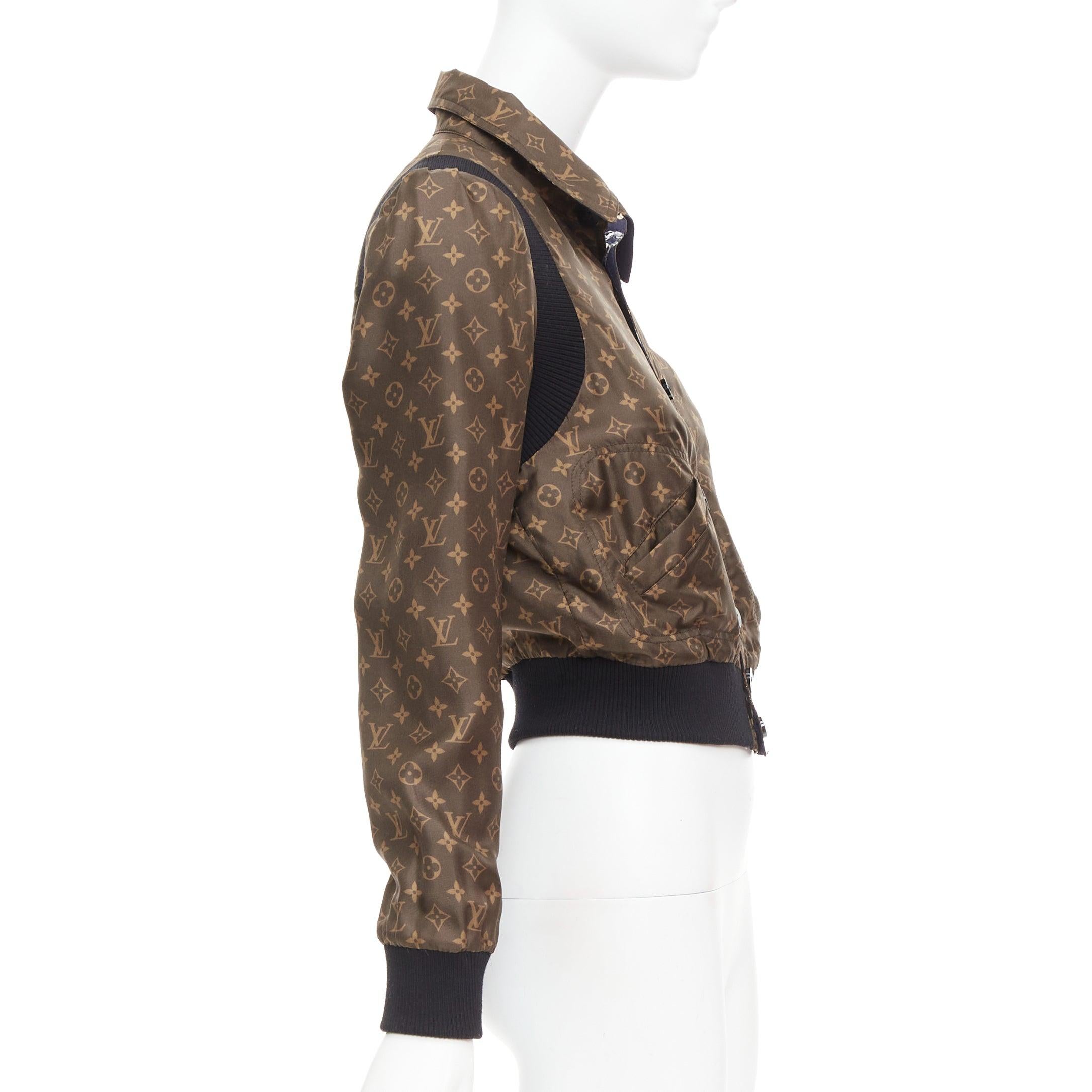 LOUIS VUITTON 2021 Reversible LV monogram cropped bomber jacket FR36 S For Sale 2