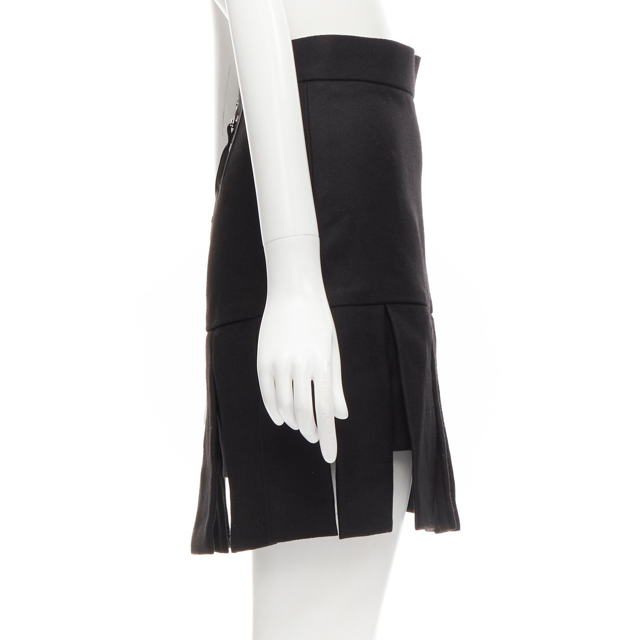 Women's LOUIS VUITTON 2021 Runway black wool silk crepe fringe flapper skirt FR34 XS