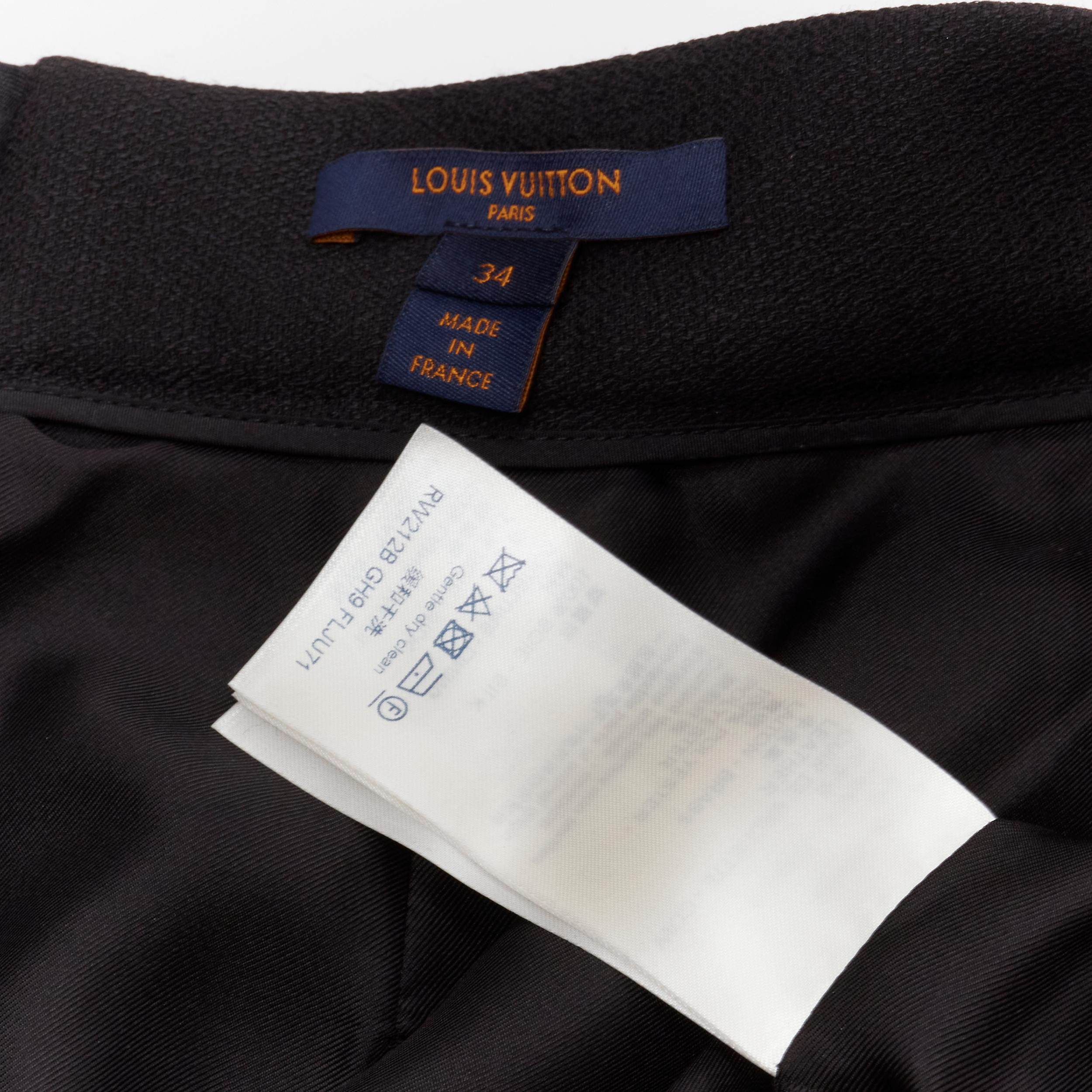 LOUIS VUITTON 2021 Runway black wool silk crepe fringe flapper skirt FR34 XS 4