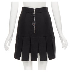 Louis Vuitton Size 34 Black, White, Gold Cotton Leather Detail Monogram Skirt