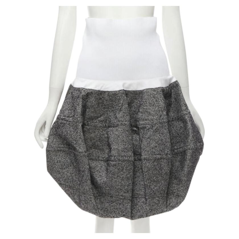 LOUIS VUITTON 2021 Gonna a palloncino a coste in lana grigia FR34 XS
