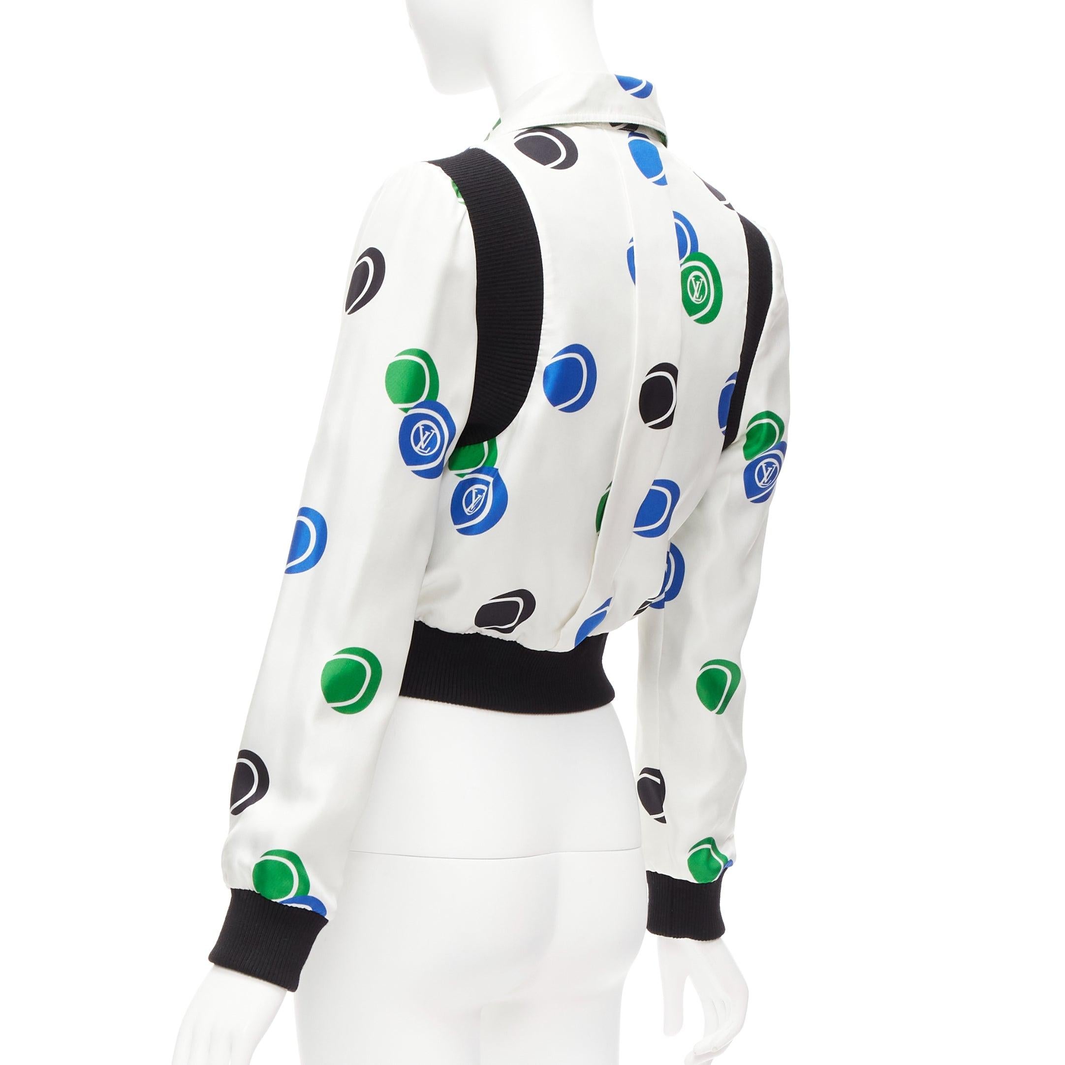 LOUIS VUITTON 2022 100% silk Reversible green Damier cropped jacket FR34 XS For Sale 8