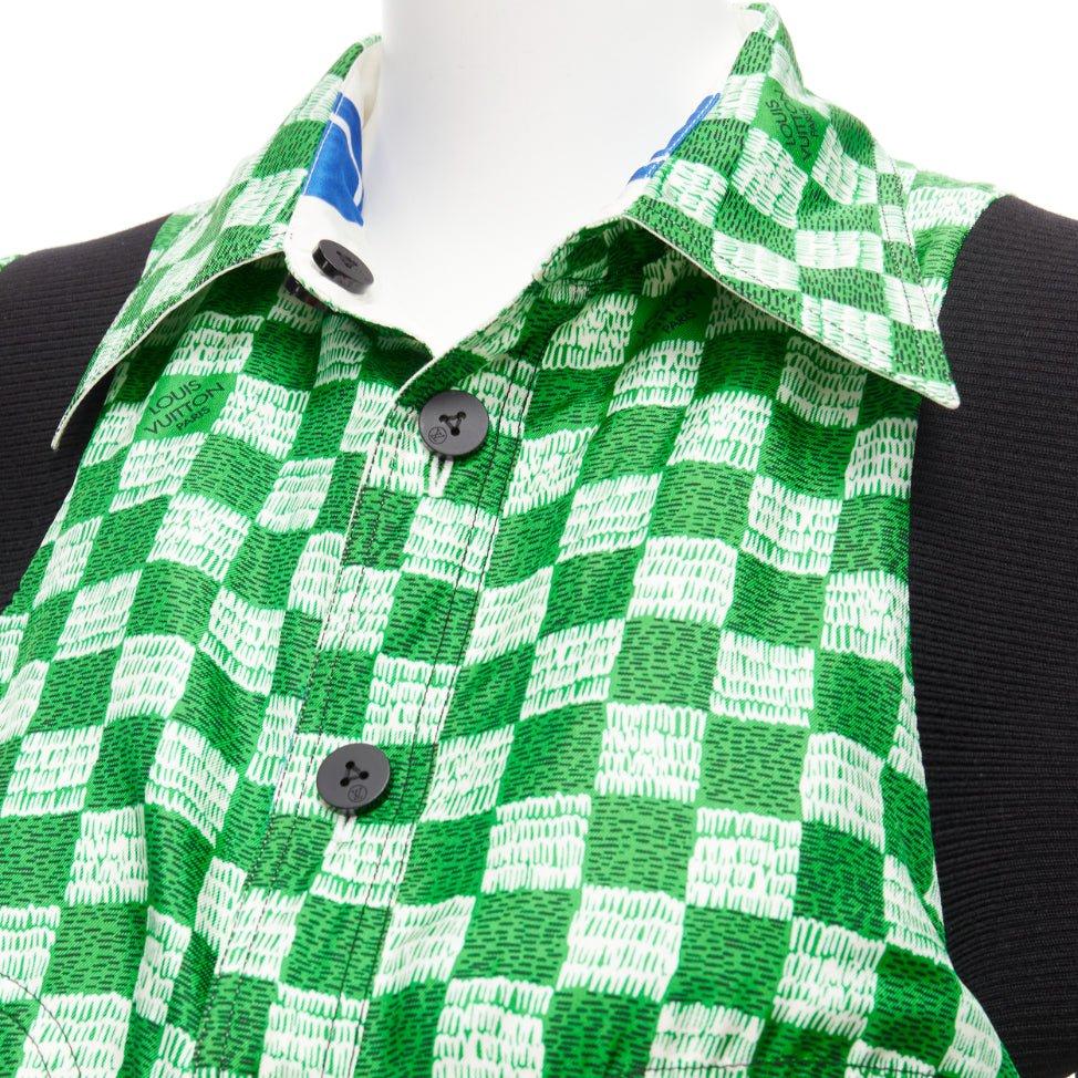 LOUIS VUITTON 2022 100% silk Reversible green Damier cropped jacket FR34 XS For Sale 9